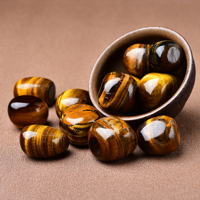 天然虎眼石滚石摆件原石