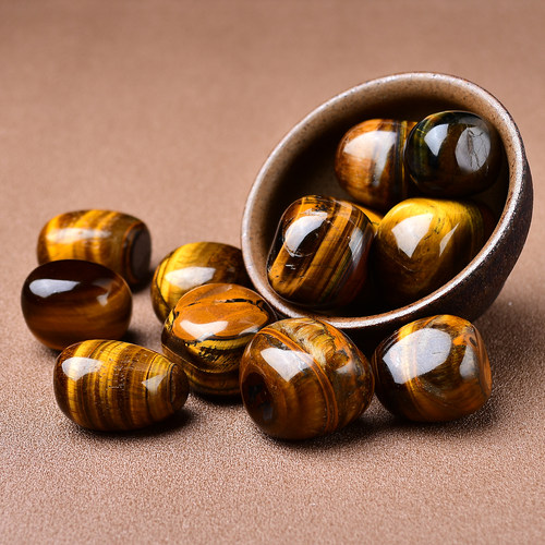 天然虎眼石滚石摆件原石