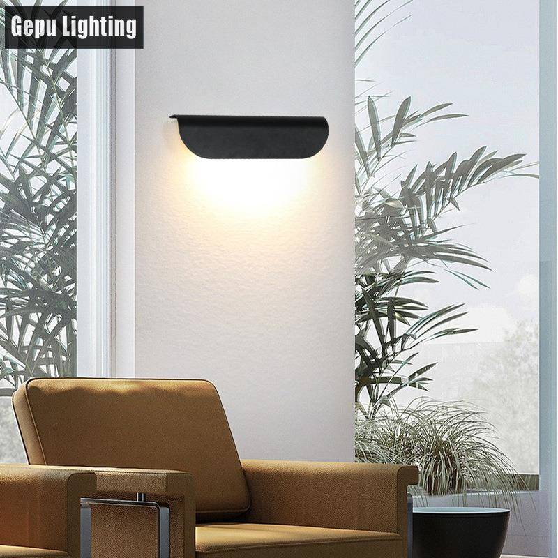 LED壁灯户外防水黑白款极简高级感门牌灯楼梯过道外墙阳台墙壁灯