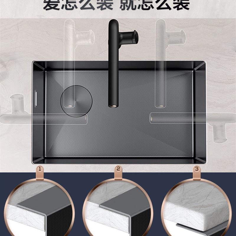 科仕盾手工纳米304不锈钢水池洗碗池洗菜盆厨房单水槽嵌入式台下