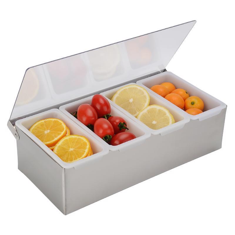 吧台调味盒配料盒水果保鲜盒奶茶店三格四格五格果疏盒调味盒