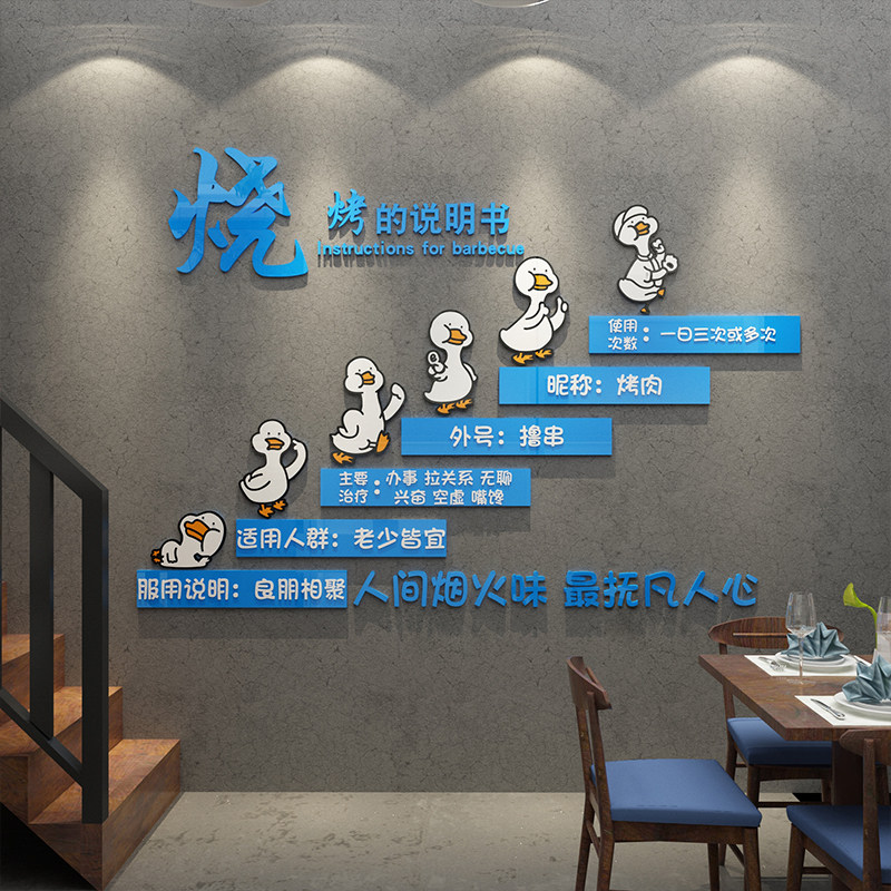极速烧烤店饭店撸串创意网红墙面贴画装饰品壁纸自粘餐饮厅小吃馆