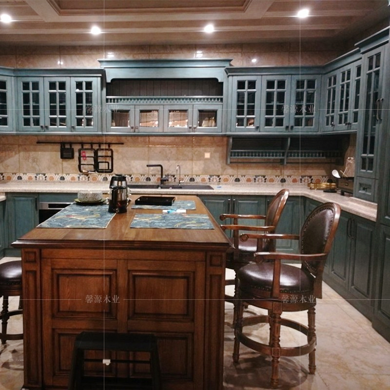 美式吧椅高靠背轻奢实木酒吧椅高脚凳子欧式复古圆凳