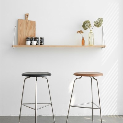 极简现代酒店咖啡店酒吧吧台椅高脚椅北欧日式家用实木餐椅蚂蚁凳