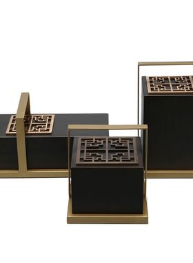 新中式创意家居合金提盒摆件样板房间酒店书房客厅电视柜软装饰品