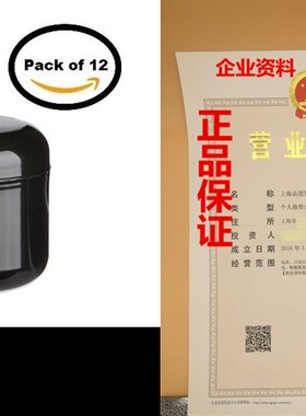 Nakpunar 12 Pcs, 1 Oz Black Double Wall Plastic Jars with D