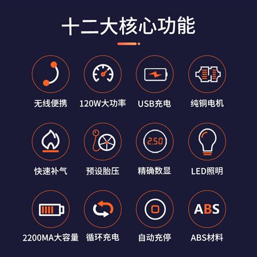 巨木无线充气泵车载打气泵汽车打气筒三轮电动车摩托车自行车轮胎