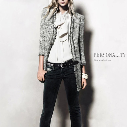 极速New fashion ladies leather punk belt hollow rivet luxury