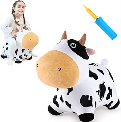 iPlay  iLearn Bouncy Pals Dairy Cow Hopping Horse  Plush Inf