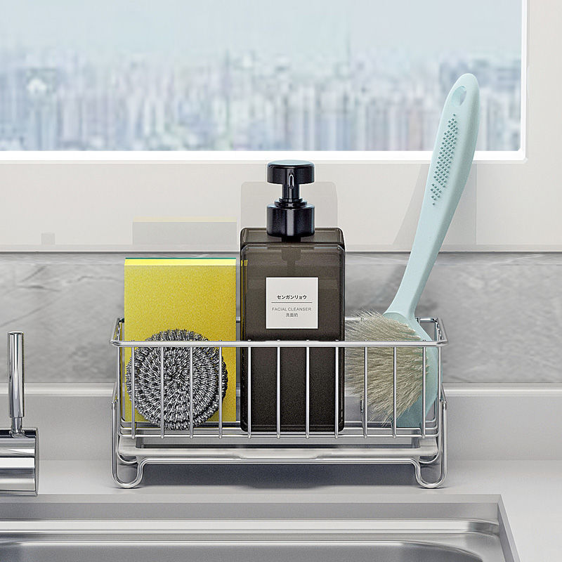 水槽小挂篮海绵沥水篮 304不锈钢洗洁精碗布收纳架厨房窗台置物架