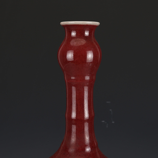 花瓶大明宣德红釉长颈瓶古董古玩收藏老物件仿古瓷器老货