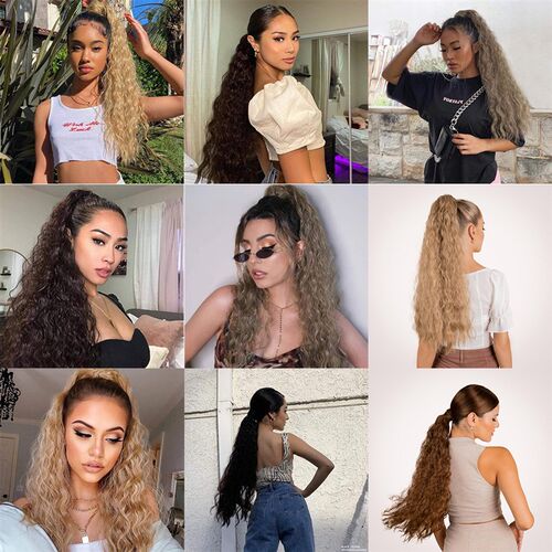 好货Synthetic Long Corn Wavy tail Hairpiece Wrap on Hair Cli