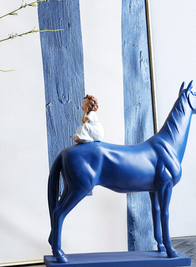 新中式客厅装饰品办公室桌面玄关招财马摆件创意家居售楼部摆设品