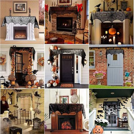 Halloween Bat Table Runner Black Spider Web Lace Table cloth