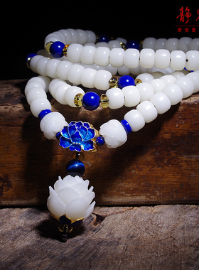 星月菩提子手串白玉菩提根佛珠108男女毛衣项链莲花小众设计手链