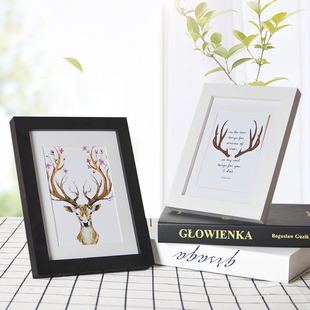 实木摆台7寸6 8 10 12寸A4照片像片打印字画挂墙相框手机照片打印