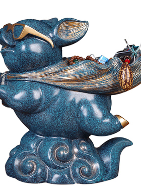 招财猪摆件飞天猪帅气可爱创意收纳工艺品客厅办公室桌家居装饰品