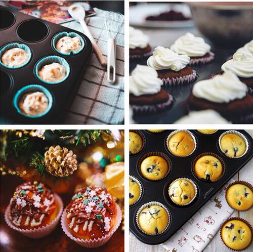 好货12 Cups Muffin Pan non-stick Cupcake Baking Bakeware Mou