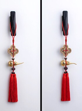 好货装真品朱砂铜钱葫芦开口五帝钱挂件大门对门吉祥结门槛挂饰黄