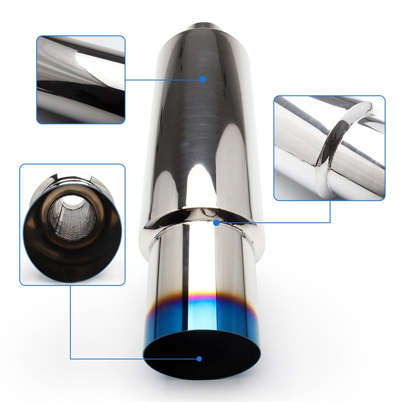 跨境汽车改装赛车不锈钢排气管消音器烧蓝排气管尾喉