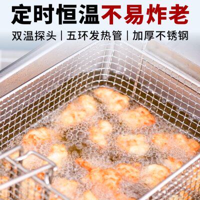 极速定时升降炸炉油炸锅电炸机不锈钢自动炸花生小吃薯条鸡米花商
