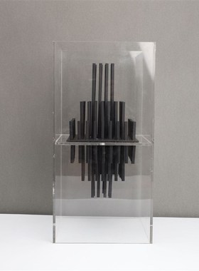 新中式黑金色矩阵样板房售楼部卧室书房客厅餐厅电视柜桌面摆件