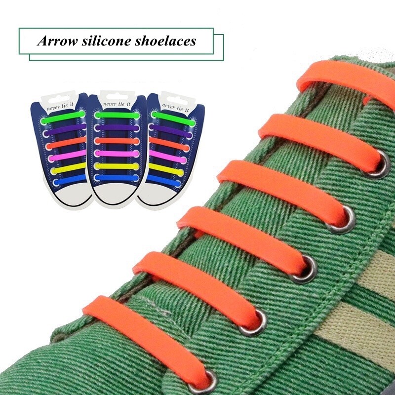 12Pc/Set 13 Colors Silicone Shoelaces Elastic No Tie Shoe L