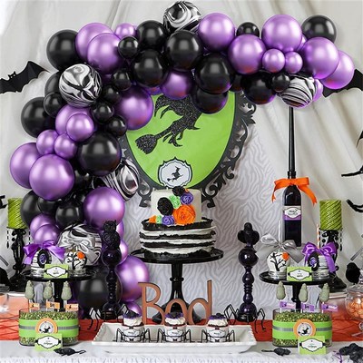 40/20pcs Purple Black Halloween Balloons Birthday Party
