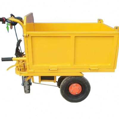 建筑工地用电动灰斗车养殖果园农用搬运小斗车上料拉货手推三轮车