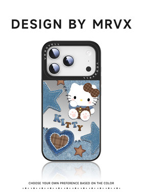 HelloKitty适用苹果17promax手机壳iPhone16新款磁吸带镜面15pro小众设计感卡通猫14plus可爱独特13全包防摔