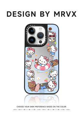 HelloKitty适用苹果17promax手机壳iPhone15plus新款黑框带镜子16pro高颜值磁吸13pm卡通ins风14女小众不撞款