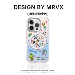 防摔带挂绳支架情侣相机按键全包 蜡笔小新适用苹果16ProMax手机壳iPhone15Por磁吸保护套i14pm支点壳ip13新款