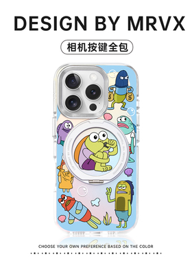 海绵宝宝比奇堡丑鱼适用苹果17ProMax手机壳iPhone16pro保护套14磁吸13新款防摔15带支架相机按键全包小众air
