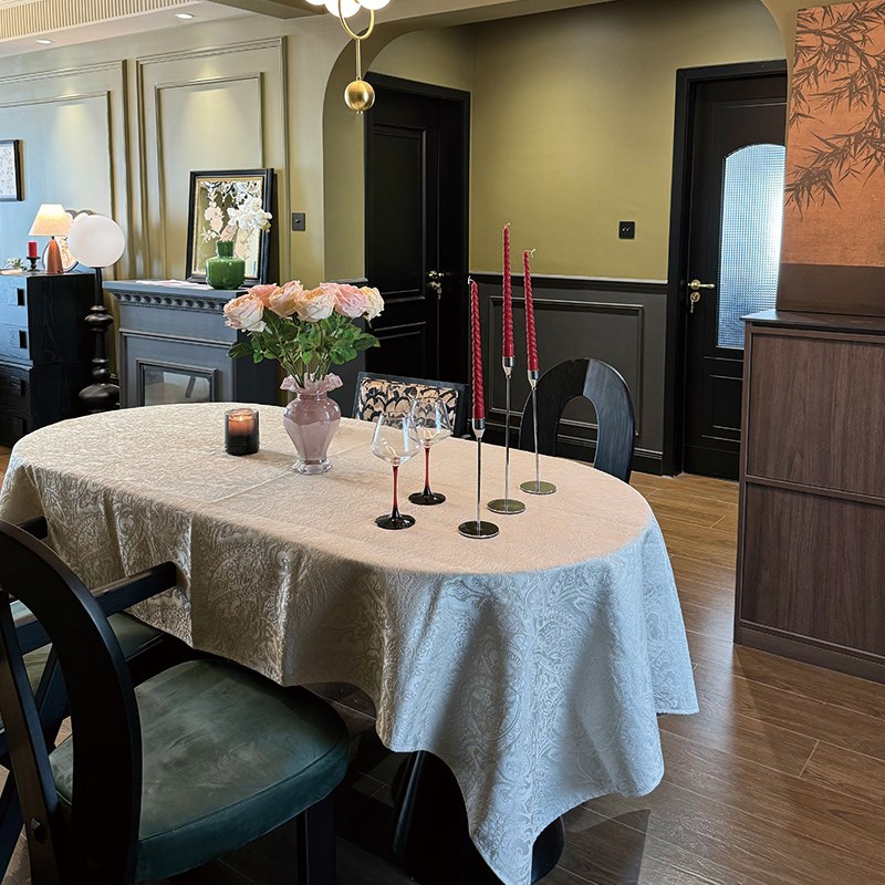 现货速发氛围感立体提花餐桌布轻奢高级感法式风复古高端防水茶台