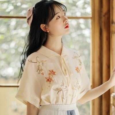 速发配马面裙的日常勤良汉服国风刺绣夏衣装汉元素通改衬衣上季