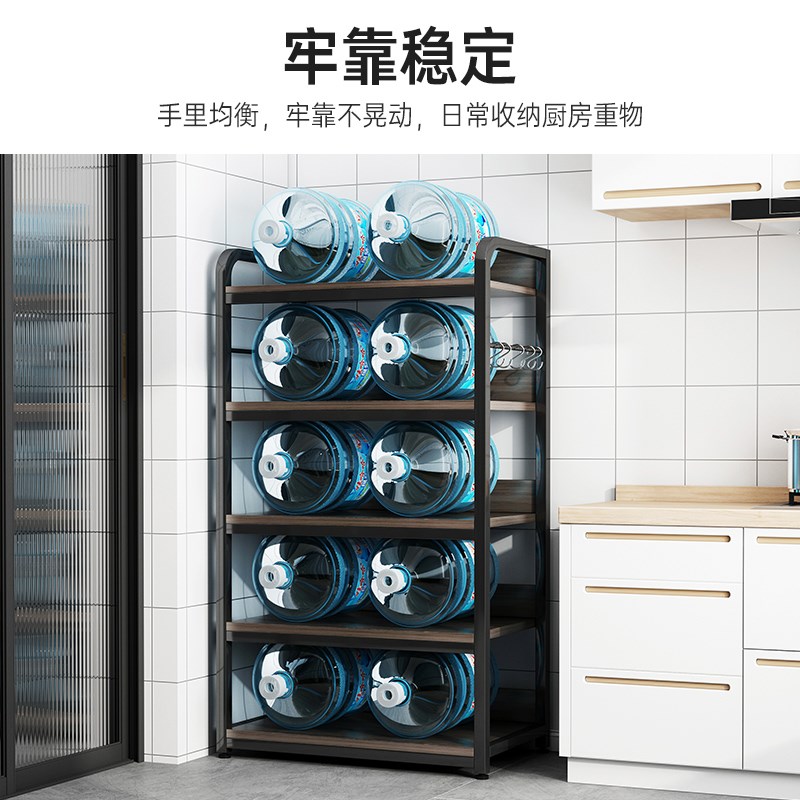 现货速发厨房置物架落地多层简易货架锅具收纳架家用橱柜多功能微