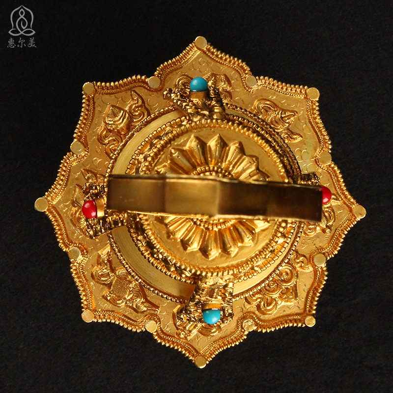 速发惠尔美铜黄铸造尼泊尔金艺鎏工文巴壶贲巴壶宝瓶净水家用供奉