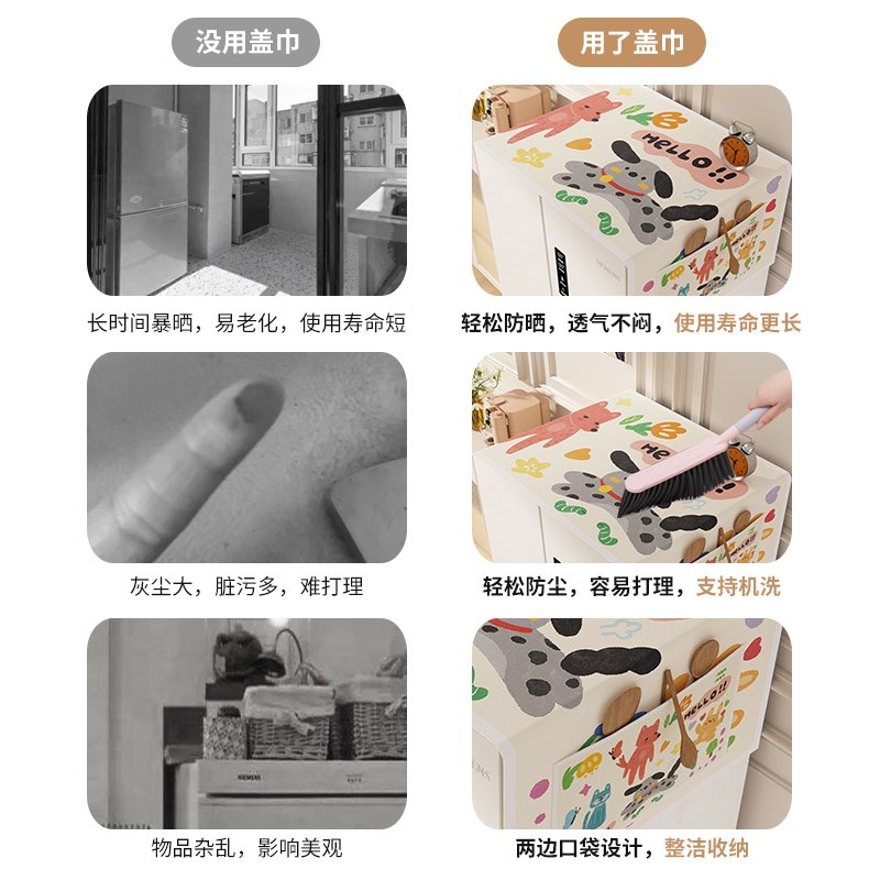 冰箱防尘罩收纳挂袋单开门双开门盖巾收纳袋式置物袋防灰盖布家用