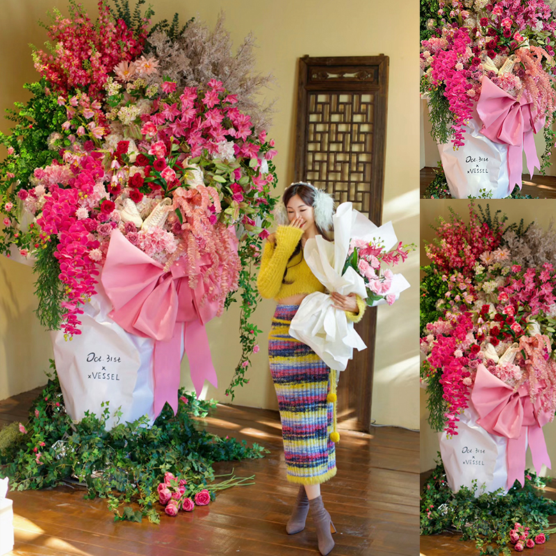 爆花筒 超大玫瑰花束店铺美陈列装饰网红打卡点橱窗布置商场活动