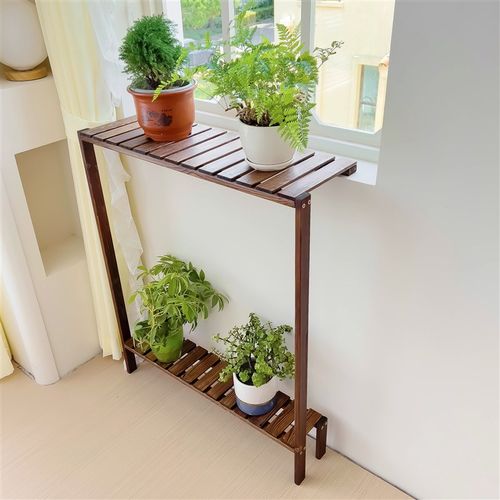 阳台台沿加宽窗台花架置物架落地式实木花盆架子延伸窄台面高低脚
