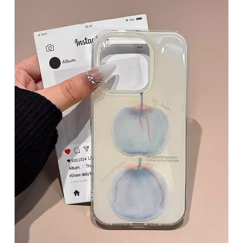 蓝色苹果双层全包手机壳