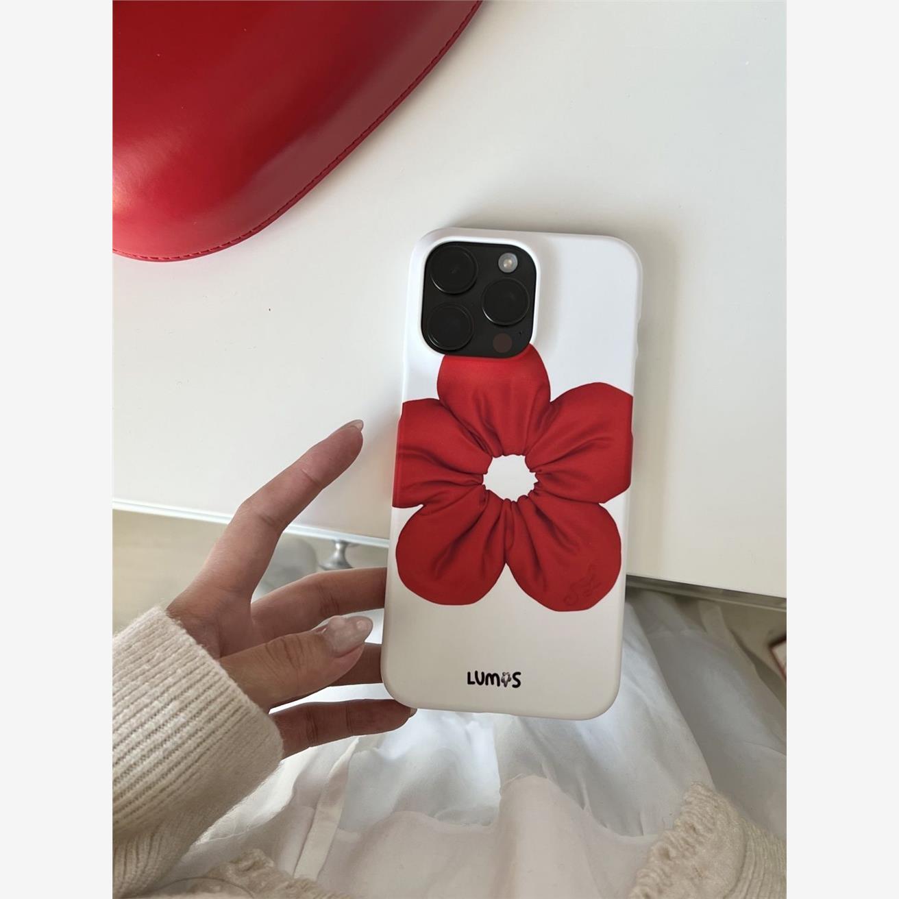 ins韩风红色花朵适用iPhone16promax苹果15手机壳14菲林13高级感定制
