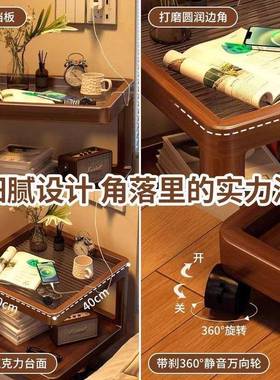 中NTY古风床头柜卧床边可移动床头室物架简置约多功能床意边创小