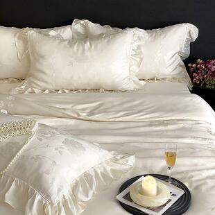 法式公主风季水洗天丝花凉四件套被套丝滑裸感厂家直供夏睡床提单