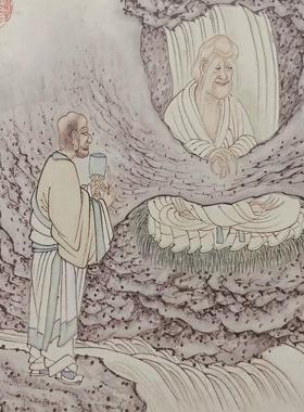 彬十八画应真仿图卷书人吴物山水长卷国画微喷古复制88120临摹装