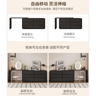 实木黑色梳妆台斗化柜一体转角伸缩台梳室MDV妆台妆桌化妆卧简约