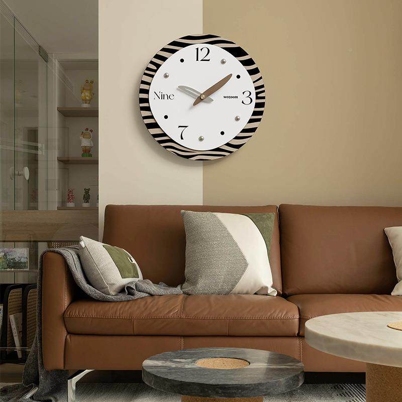wozoo屋免打孔轻奢37825大气准钟客厅钟表挂墙m极简风创挂意个性