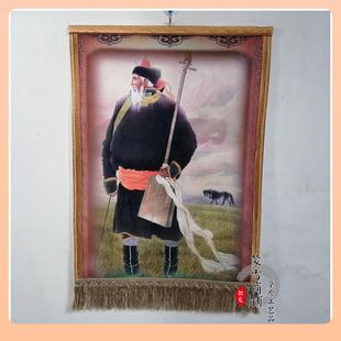 内蒙古工艺画羊毛毡色F76M59S7成吉思汗特挂品画轴餐厅蒙古包装 饰
