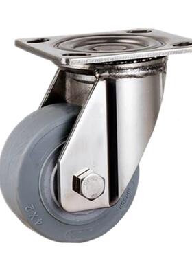 寸5寸4寸8锈寸重型304不钢脚轮TPR人造橡胶耐磨静音87583脚6轮厂