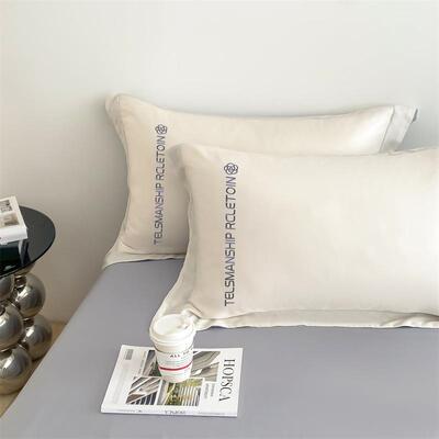 纯色水洗仿四件套丝夏季南凉感刺绣MHZC水洗被真套通床上用品三件